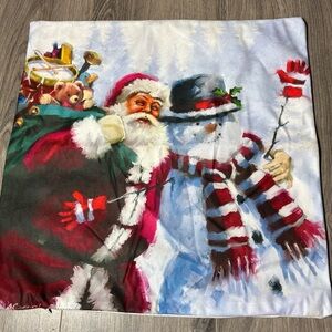 18” Santa Claus Snowy Christmas Throw Pillow Covers Christmas Holiday Decor EPC